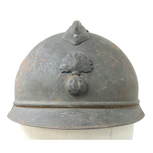 201 - A WW1 French Infantry M1915 Adrianne Helmet with liner. Much of the original Paint remaining.