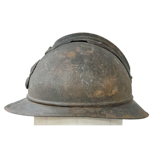 201 - A WW1 French Infantry M1915 Adrianne Helmet with liner. Much of the original Paint remaining.