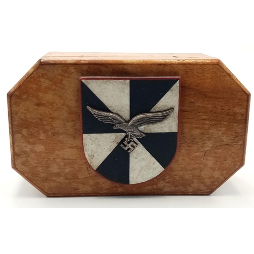 222 - A   WW2 German Wooden Trinket Box with the Squadron Markings of Jagdgeschwader 3. A Luftwaffe fighte... 