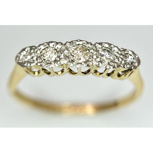 237 - A 18K YELLOW GOLD & PLATINUM VINTAGE OLD CUT DIAMOND RING 1.7G SIZE N 1/2. Ref: SC 7067