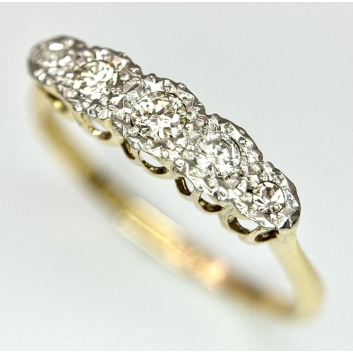 237 - A 18K YELLOW GOLD & PLATINUM VINTAGE OLD CUT DIAMOND RING 1.7G SIZE N 1/2. Ref: SC 7067