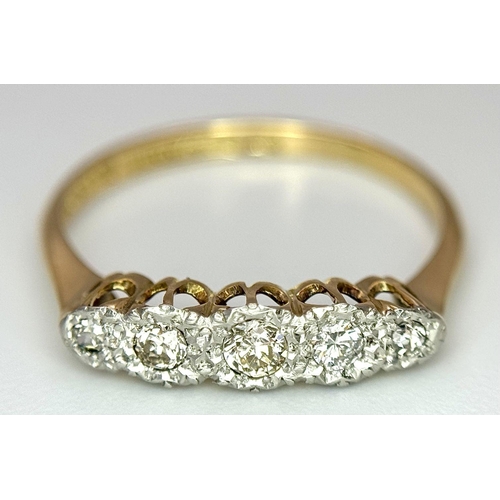 237 - A 18K YELLOW GOLD & PLATINUM VINTAGE OLD CUT DIAMOND RING 1.7G SIZE N 1/2. Ref: SC 7067