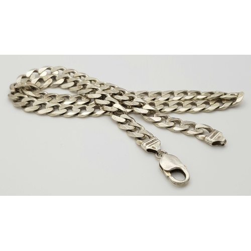 254 - An Appealing Solid Silver 925 Heavy Curb Chain Necklace, 65.4 grams, 51.5cm. In excellent condition.