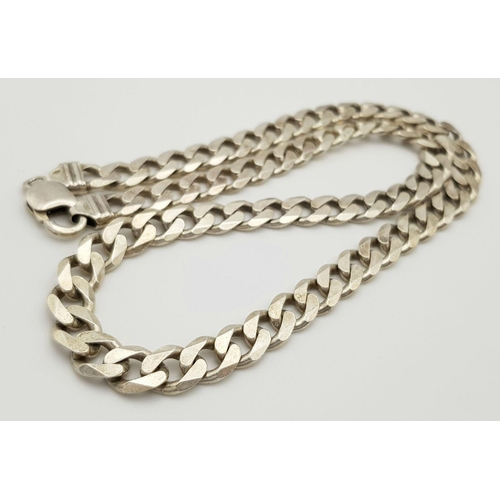 254 - An Appealing Solid Silver 925 Heavy Curb Chain Necklace, 65.4 grams, 51.5cm. In excellent condition.