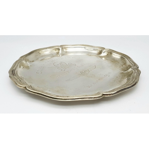 257 - A 3rd Reich Silver Plated Service Memorial Dish Stab 17 “With Gallantry & Honour 17.03.38-30.06.39 P... 