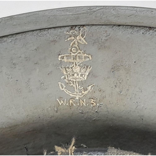 299 - A WW2 British J.S.S Mk II Helmet in Battleship Grey. There is a small hand painted WRENs logo on the... 