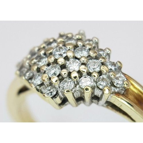 335 - A 9K YELLOW GOLD DIAMOND CLUSTER RING 0.25CT , 2.7G TOTAL WEIGHT, SIZE M. Ref: SC 7018