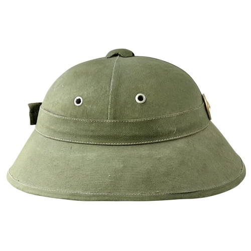 348 - An Indo China Viet Minh 1950’s Fibre Helmet. These are a slightly different shape to those used duri... 