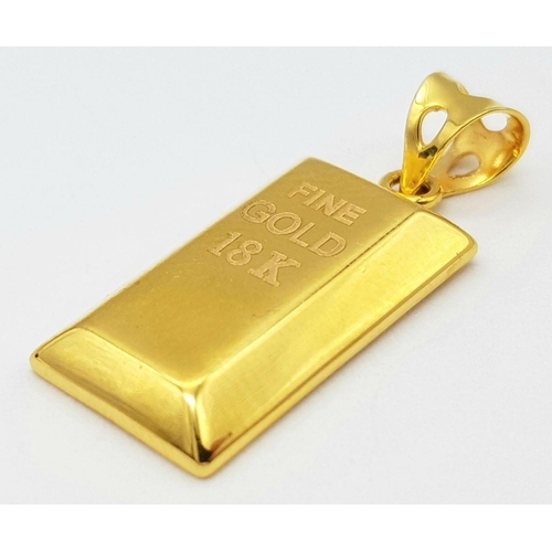 356 - AN 18K YELLOW GOLD GOLD BAR PENDANT 1.4G TOTAL WEIGHT, 2CM x 1.1CM. Ref: SC 7093