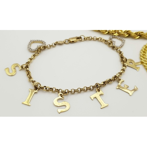 409 - Three Beautiful Solid Silver 925 Bracelets, Gold Plated, Total weight: 22.8 grams, All Approx. 20cm.... 