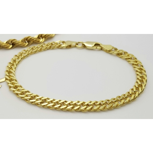 409 - Three Beautiful Solid Silver 925 Bracelets, Gold Plated, Total weight: 22.8 grams, All Approx. 20cm.... 