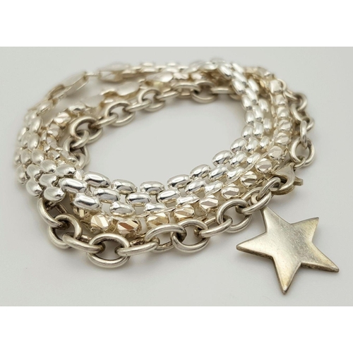 430 - Three Stylish Solid Silver 925 Bracelets,Total weight: 43 grams, All 19.5cm. In excellent condition.