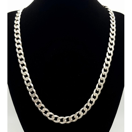 437 - An Attractive Solid Silver 925 Heavy Curb Chain Necklace, 53.5 grams, 50cm. In excellent condition.