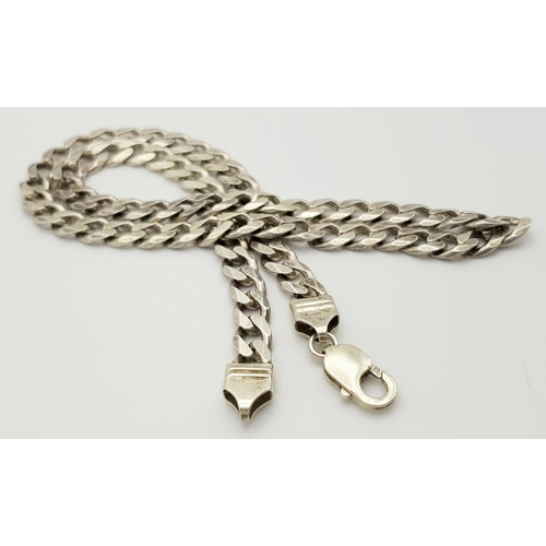 437 - An Attractive Solid Silver 925 Heavy Curb Chain Necklace, 53.5 grams, 50cm. In excellent condition.