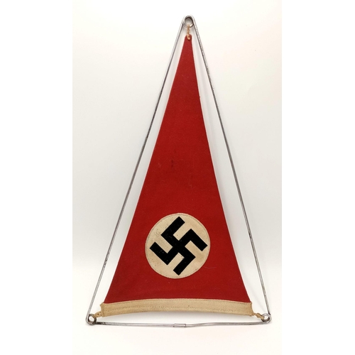 61 - An Original 3rd NSDAP Car Pennant still in the hard-to-find wire frame.