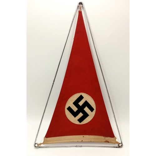 61 - An Original 3rd NSDAP Car Pennant still in the hard-to-find wire frame.