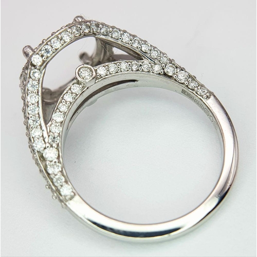 62 - A PLATINUM DIAMOND SET RING MOUNT - WILL HOLD A 2.75CT - 3CT ROUND STONE. 6.1G. SIZE J.