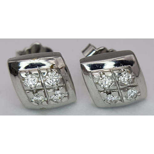 83 - A PAIR OF 18K WHITE GOLD DIAMOND SET STUD EARRINGS 4.7G TOTAL WEIGHT. Ref: SC 7096