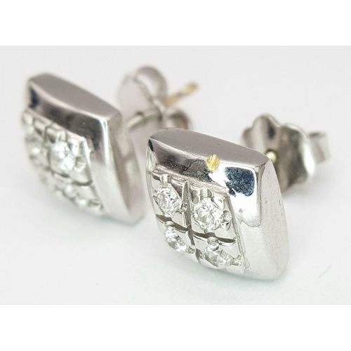 83 - A PAIR OF 18K WHITE GOLD DIAMOND SET STUD EARRINGS 4.7G TOTAL WEIGHT. Ref: SC 7096