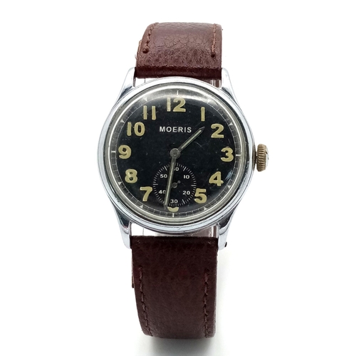 89 - A WW2 German Army DH Wrist Watch. Maker Moeris. Quality Swiss made watch for the Wehrmacht. Works we... 