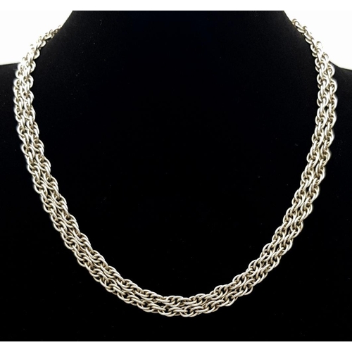 2260 - Two Solid Silver 925 Rope Chain Necklaces, 55cm and 76cm. Total weight: 39.7 grams. Both in very goo... 