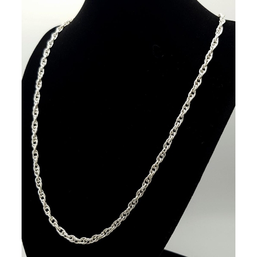 2260 - Two Solid Silver 925 Rope Chain Necklaces, 55cm and 76cm. Total weight: 39.7 grams. Both in very goo... 