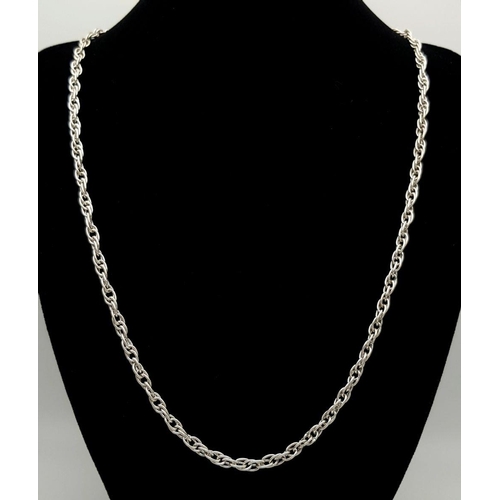 2260 - Two Solid Silver 925 Rope Chain Necklaces, 55cm and 76cm. Total weight: 39.7 grams. Both in very goo... 