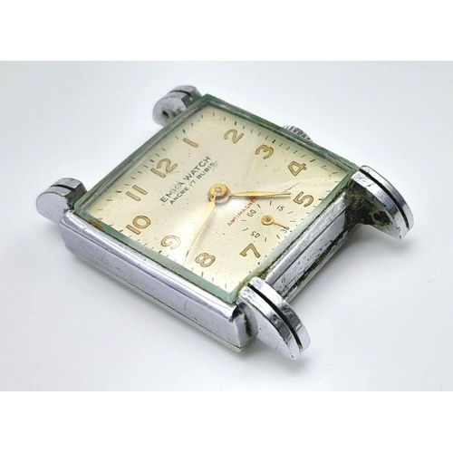 2280 - A Vintage Emka Watch Stainless Steel Case and Movement. 
27mm width. Silver tone dial with second su... 