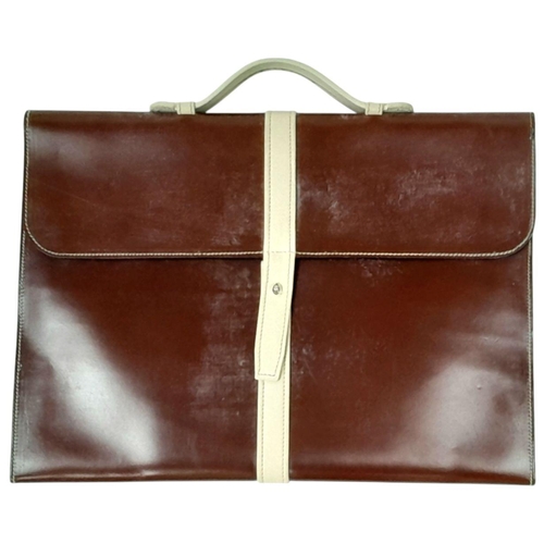 2281 - A Brown London Leather Document Case by Simpson of  London. Approximately 38cm length x 28cm height.... 