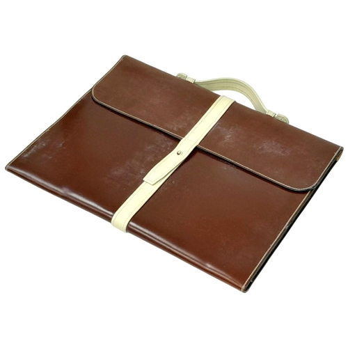 2281 - A Brown London Leather Document Case by Simpson of  London. Approximately 38cm length x 28cm height.... 