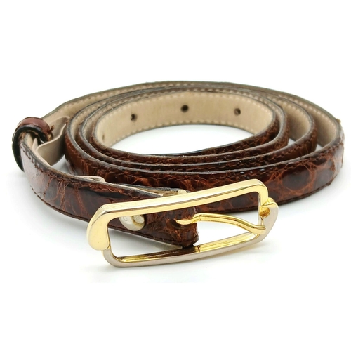 2208 - A Vintage Crocodile Skin Belt. 109cm