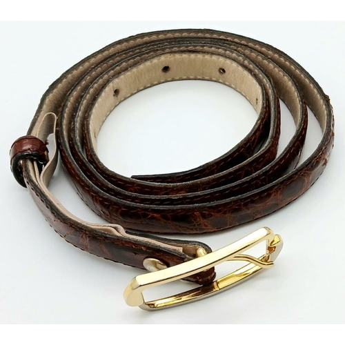 2208 - A Vintage Crocodile Skin Belt. 109cm