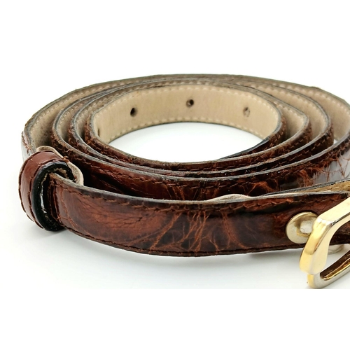 2208 - A Vintage Crocodile Skin Belt. 109cm