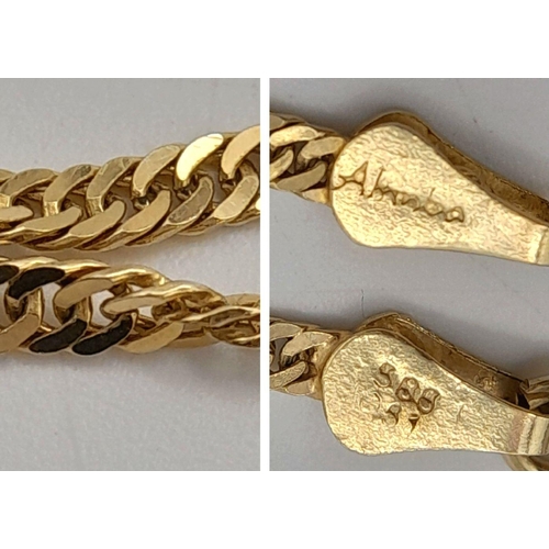 1708 - A 14K Yellow Gold Curb Twist Link Bracelet. 20cm. 2.7g weight.