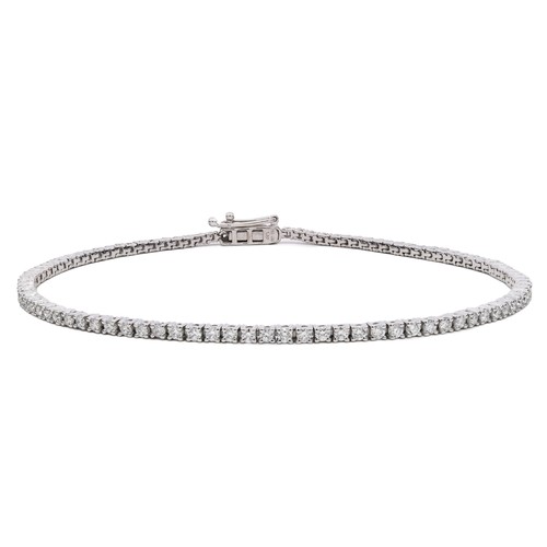 309 - An 18K White Gold Bracelet, featuring Round Cut Lab-Grown Diamond on Claw Set. Total diamond weight:... 