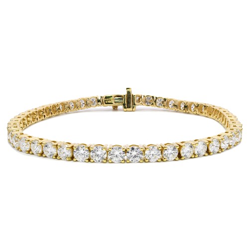 197 - An 18K Yellow Gold tennis Bracelet, featuring 7ct Round Cut Lab-Grown Diamond on Claw Set. Total dia... 