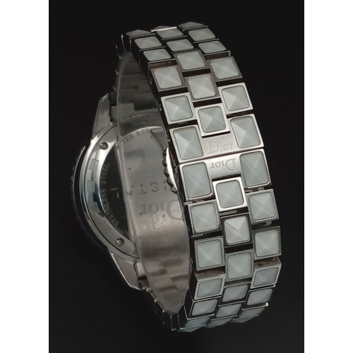 116 - A Christian Dior 'Christal' Diamond Quartz Ladies Watch. Stainless steel and white crystal bracelet.... 