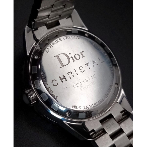 116 - A Christian Dior 'Christal' Diamond Quartz Ladies Watch. Stainless steel and white crystal bracelet.... 