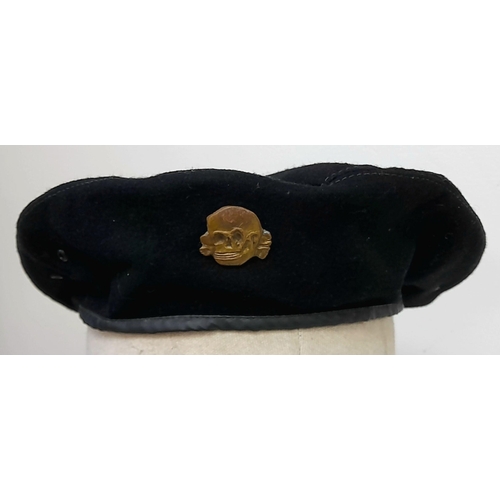 236 - A Rare Indo China Period French Foreign Legion Beret with Special Forces Anti Partisan Deaths Head C... 