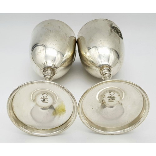 327 - A Pair of 3rd Reich Hunting Association Silver Plated Goblets.