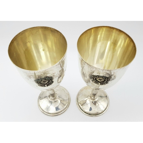 327 - A Pair of 3rd Reich Hunting Association Silver Plated Goblets.