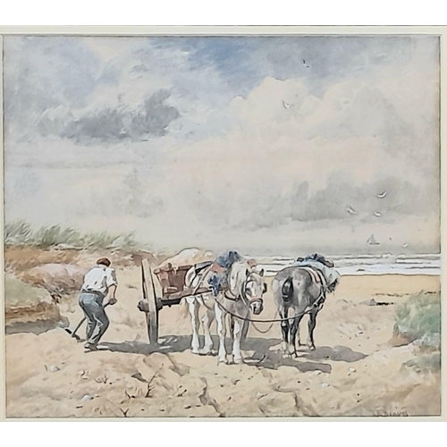 58 - 'The Sand Cart' , Pas-de-Calais - A watercolour painting by renowned British Artist Richard Beavis (... 