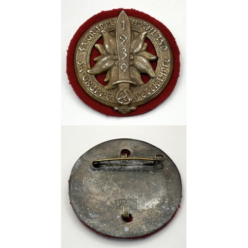 585 - 1939 Dated 3rd Reich SA-Group Hochland, SA-Group Competitions Tinnie Badge. Makers Marked.