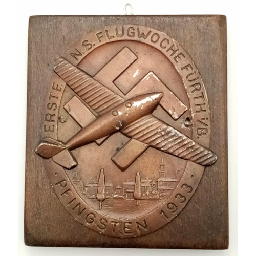 2294 - A 3rd Reich N.S.F.G Plaque, for taking part in the first rally flight over Pfingsten in 1933.