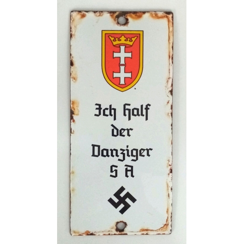 583 - A WW2 German Enamel Sign for a Danzig SA Meeting Place.