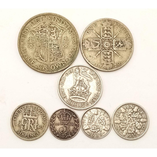 325 - A Selection of Pre 1947 British Silver Coins. Different denominations and grades. Please see photos.... 