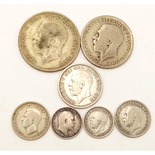 325 - A Selection of Pre 1947 British Silver Coins. Different denominations and grades. Please see photos.... 