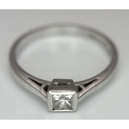 398 - 18K WHITE GOLD DIAMOND SOLITAIRE RING, APPROX 0.15CT DIAMOND, WEIGHT 3G SIZE O. REF JR3-1