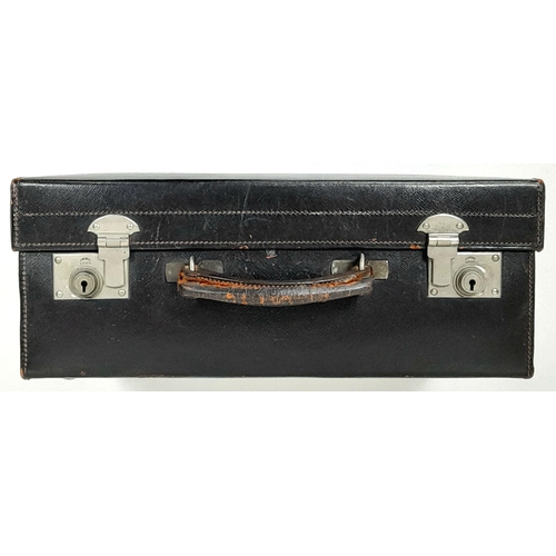 93 - A GENUINE ANTIQUE TRAVEL CASE FROM THE TURN OF THE CENTURY WITH HALLMARKED SILVER BOTTLE TOPS AND BR... 