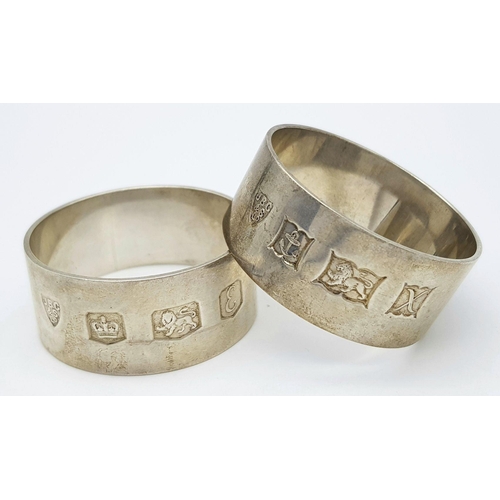 311 - A Pair of 925 Silver Napkin Rings by William Davenport. 62.24g total weight.